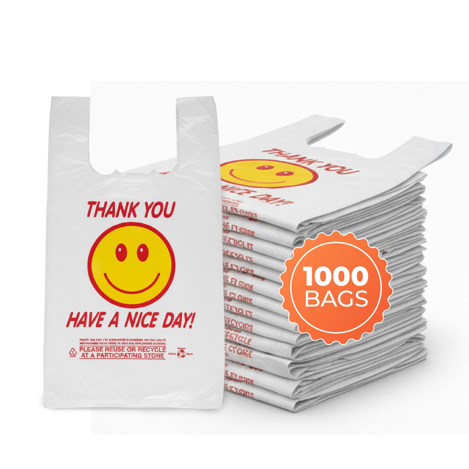 Small White smiley Thank you Bag